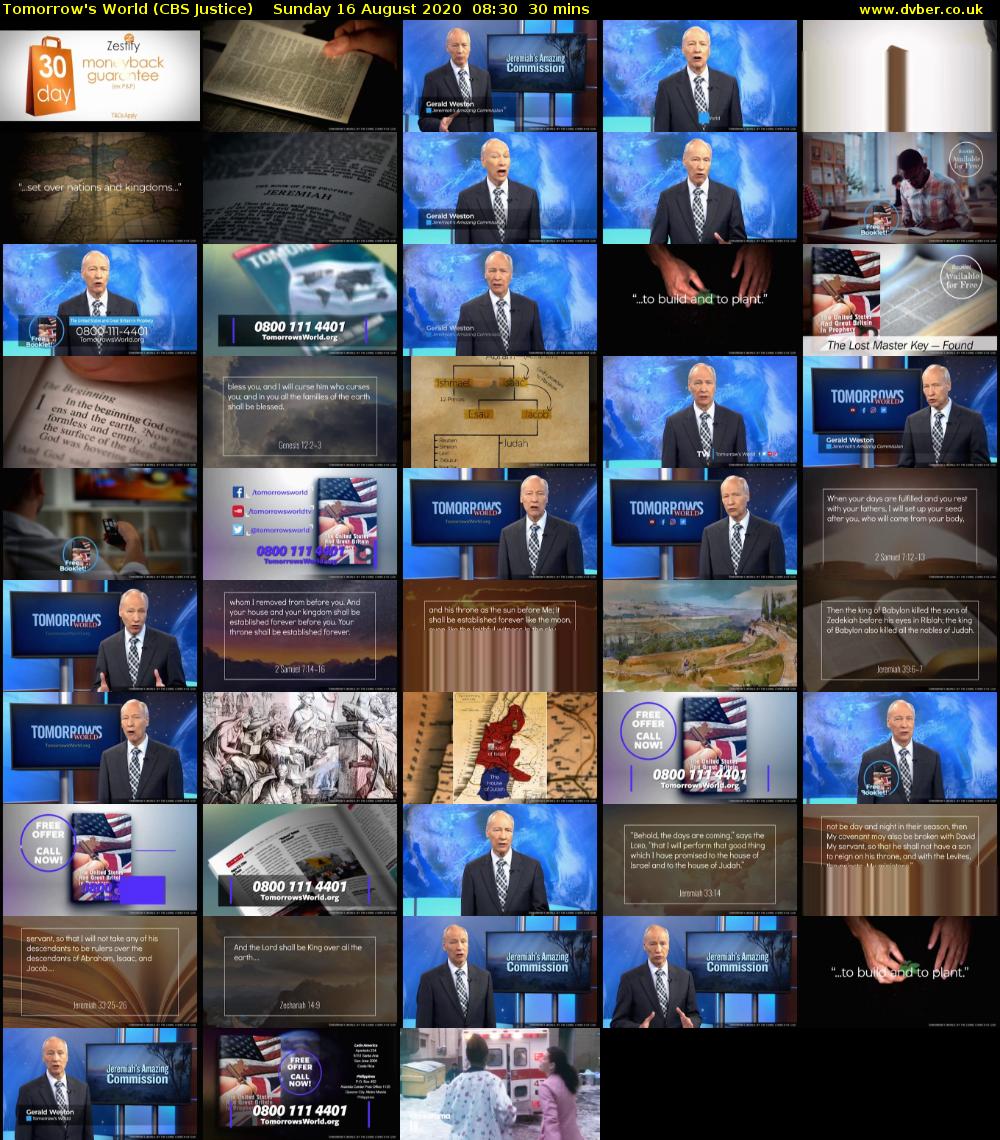 Tomorrow's World (CBS Justice) Sunday 16 August 2020 08:30 - 09:00