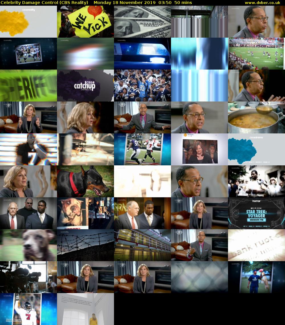 Celebrity Damage Control (CBS Reality) Monday 18 November 2019 03:50 - 04:40