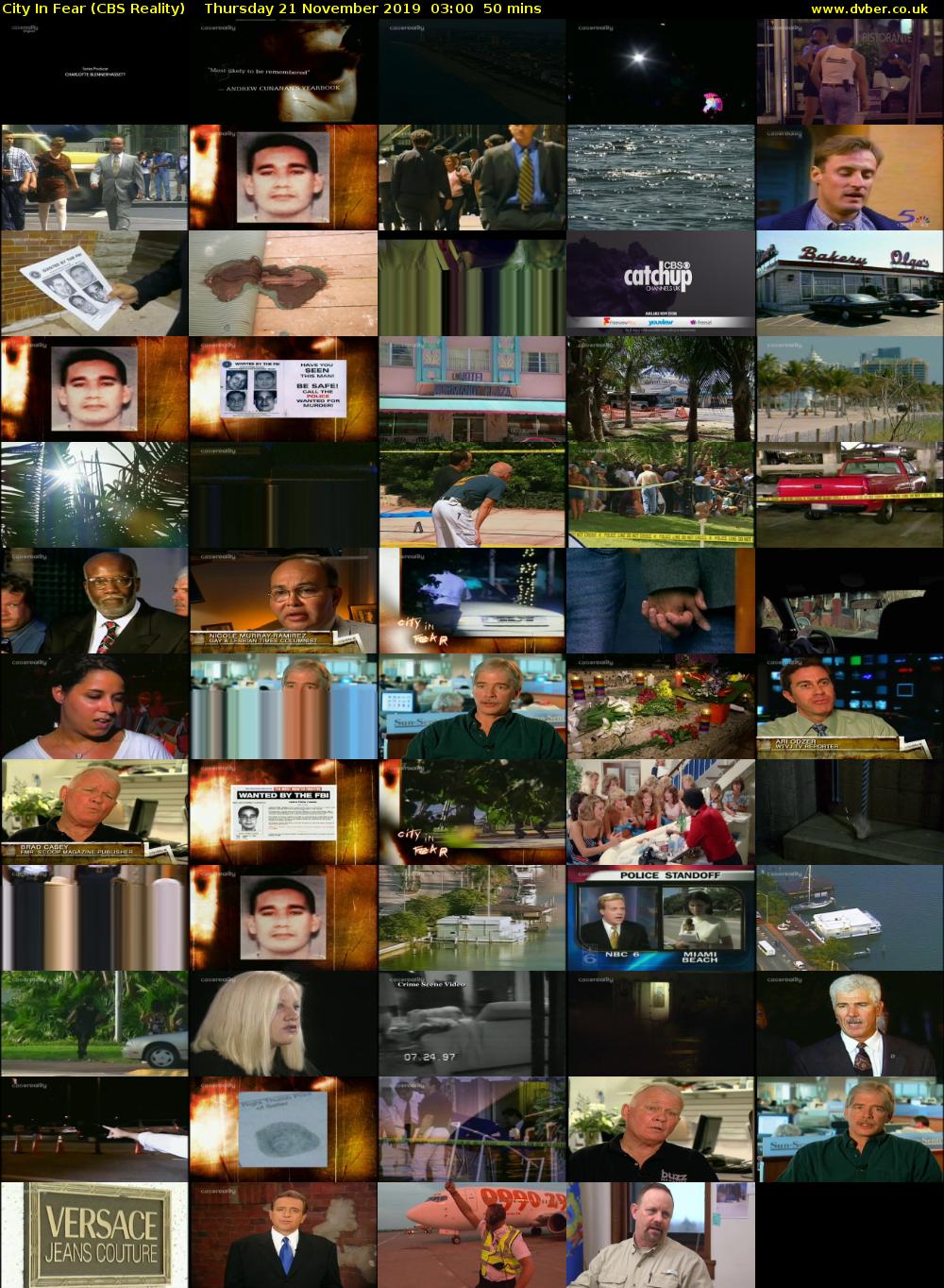City In Fear (CBS Reality) Thursday 21 November 2019 03:00 - 03:50