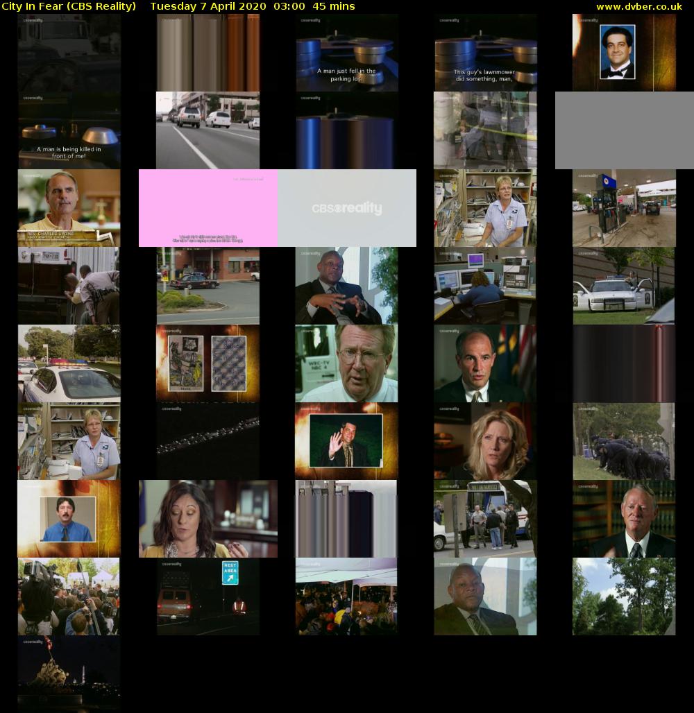 City In Fear (CBS Reality) Tuesday 7 April 2020 03:00 - 03:45