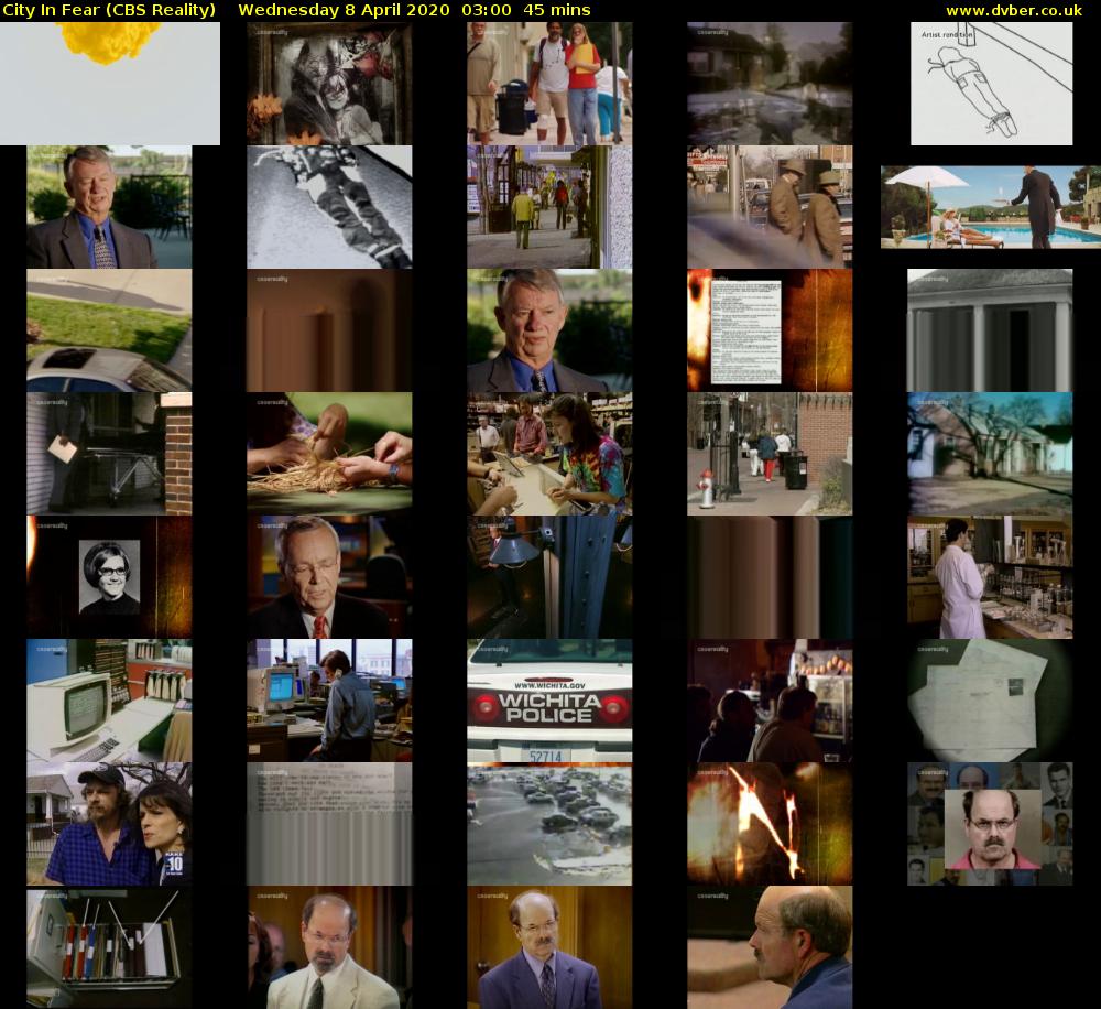 City In Fear (CBS Reality) Wednesday 8 April 2020 03:00 - 03:45