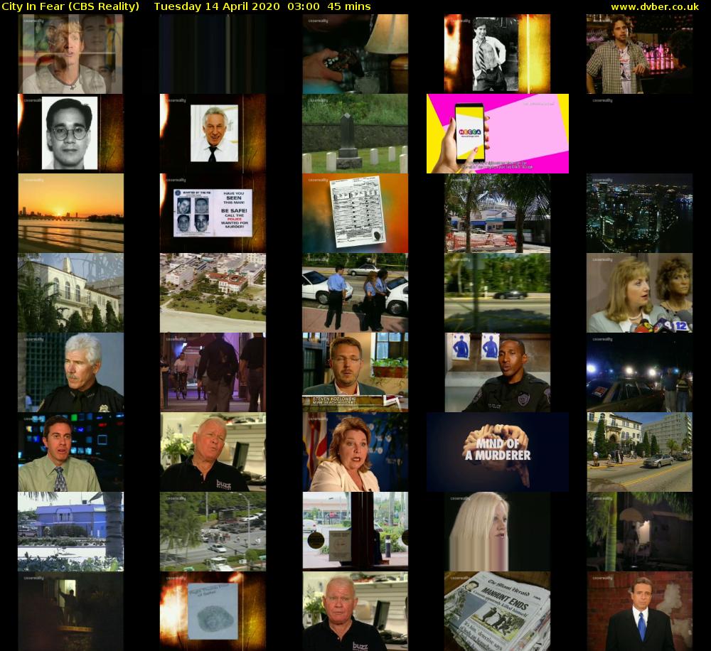 City In Fear (CBS Reality) Tuesday 14 April 2020 03:00 - 03:45