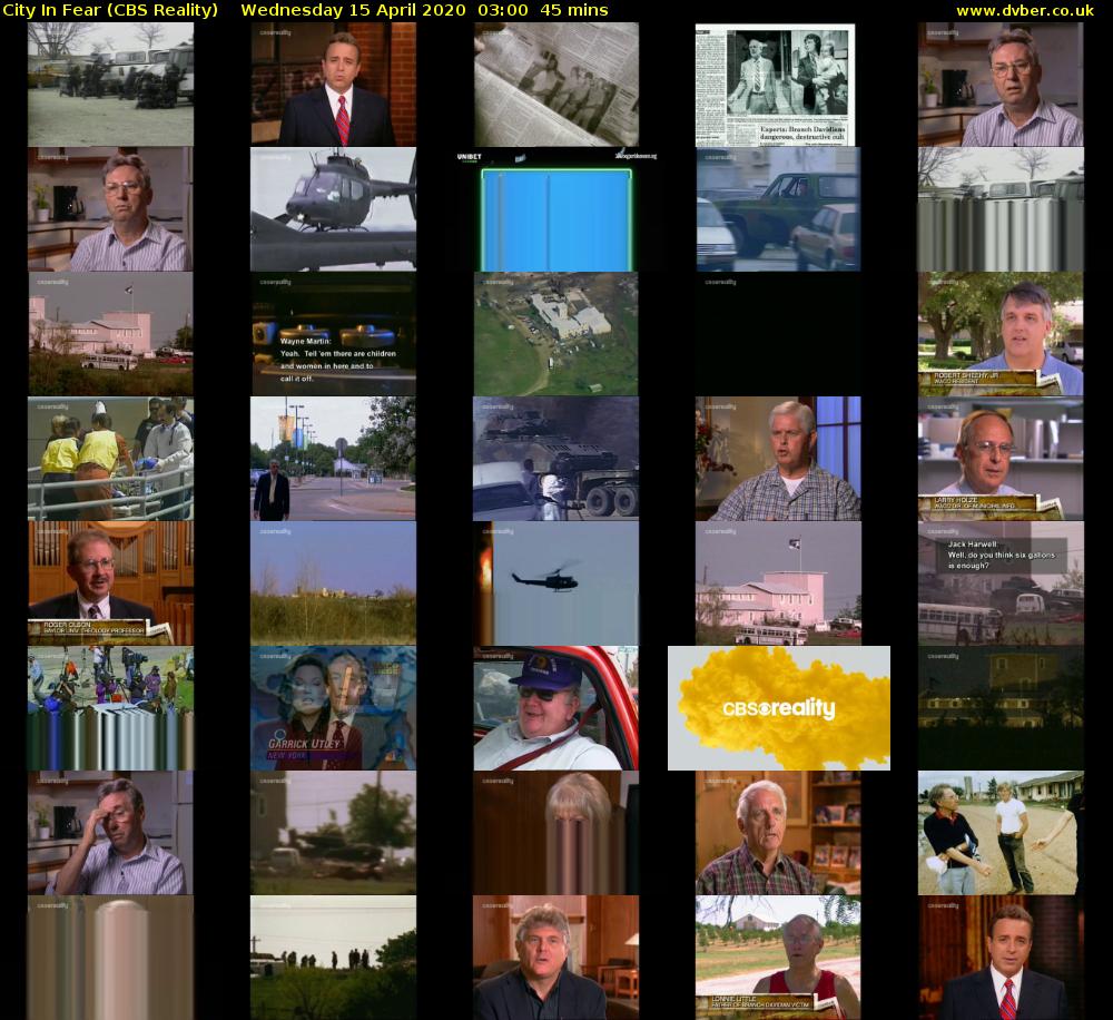 City In Fear (CBS Reality) Wednesday 15 April 2020 03:00 - 03:45
