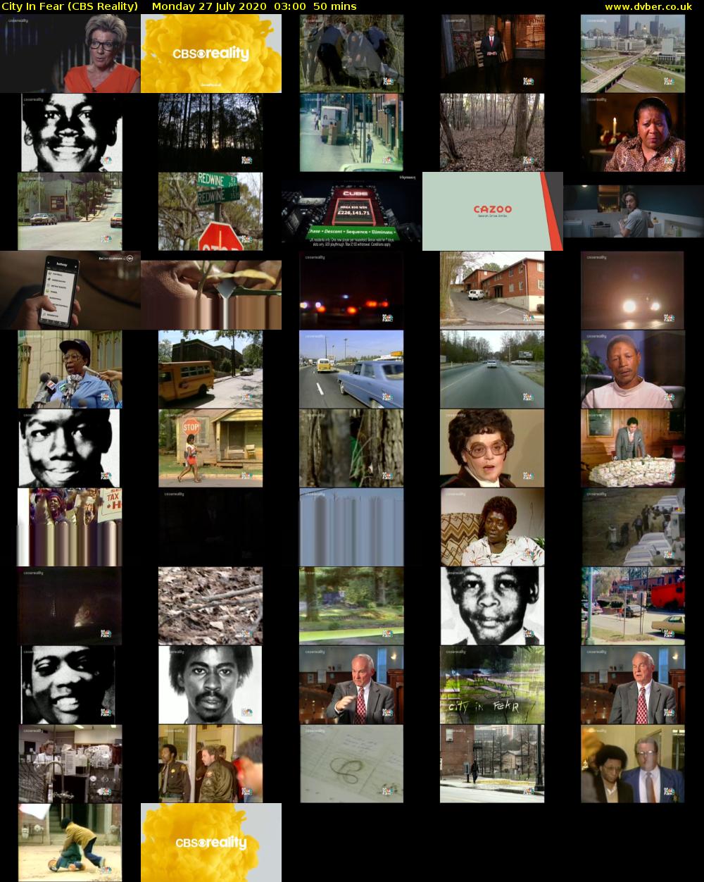 City In Fear (CBS Reality) Monday 27 July 2020 03:00 - 03:50