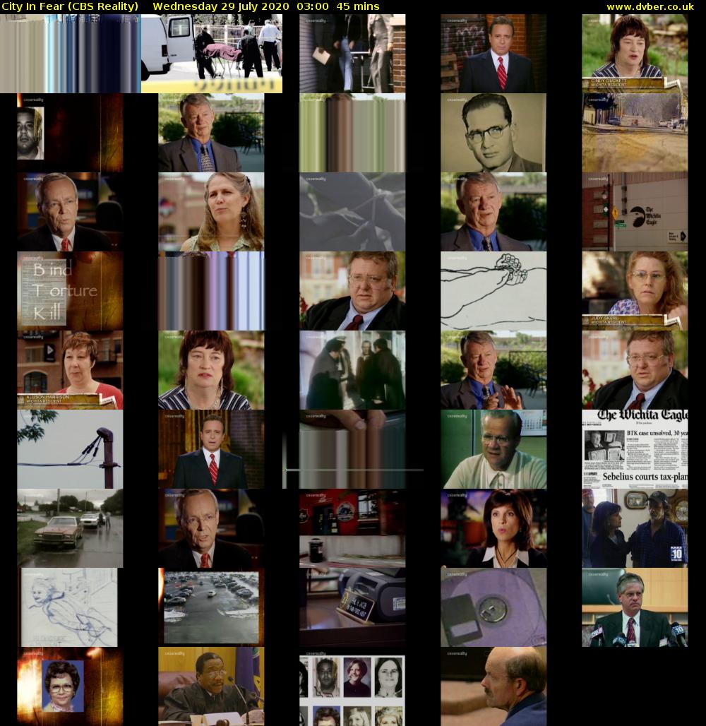 City In Fear (CBS Reality) Wednesday 29 July 2020 03:00 - 03:45