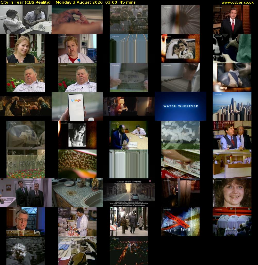 City In Fear (CBS Reality) Monday 3 August 2020 03:00 - 03:45