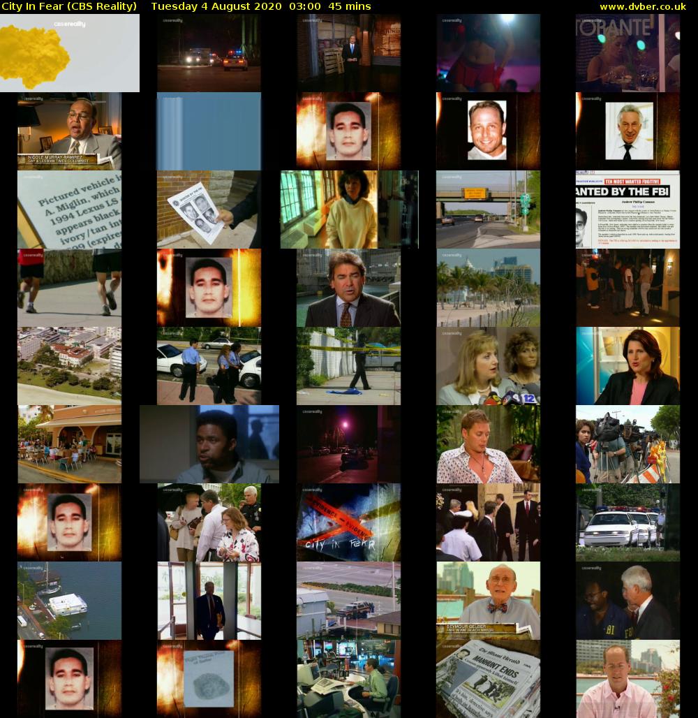 City In Fear (CBS Reality) Tuesday 4 August 2020 03:00 - 03:45