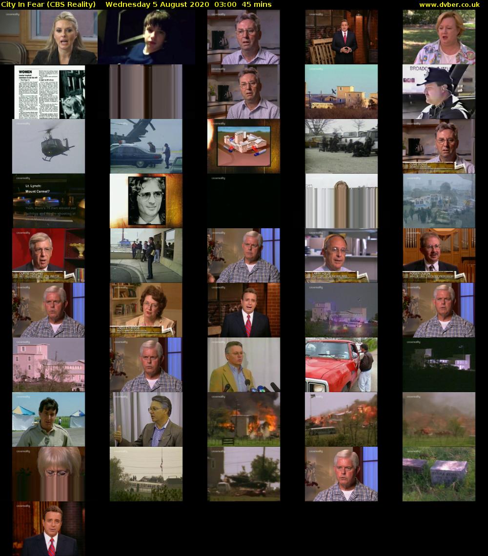 City In Fear (CBS Reality) Wednesday 5 August 2020 03:00 - 03:45
