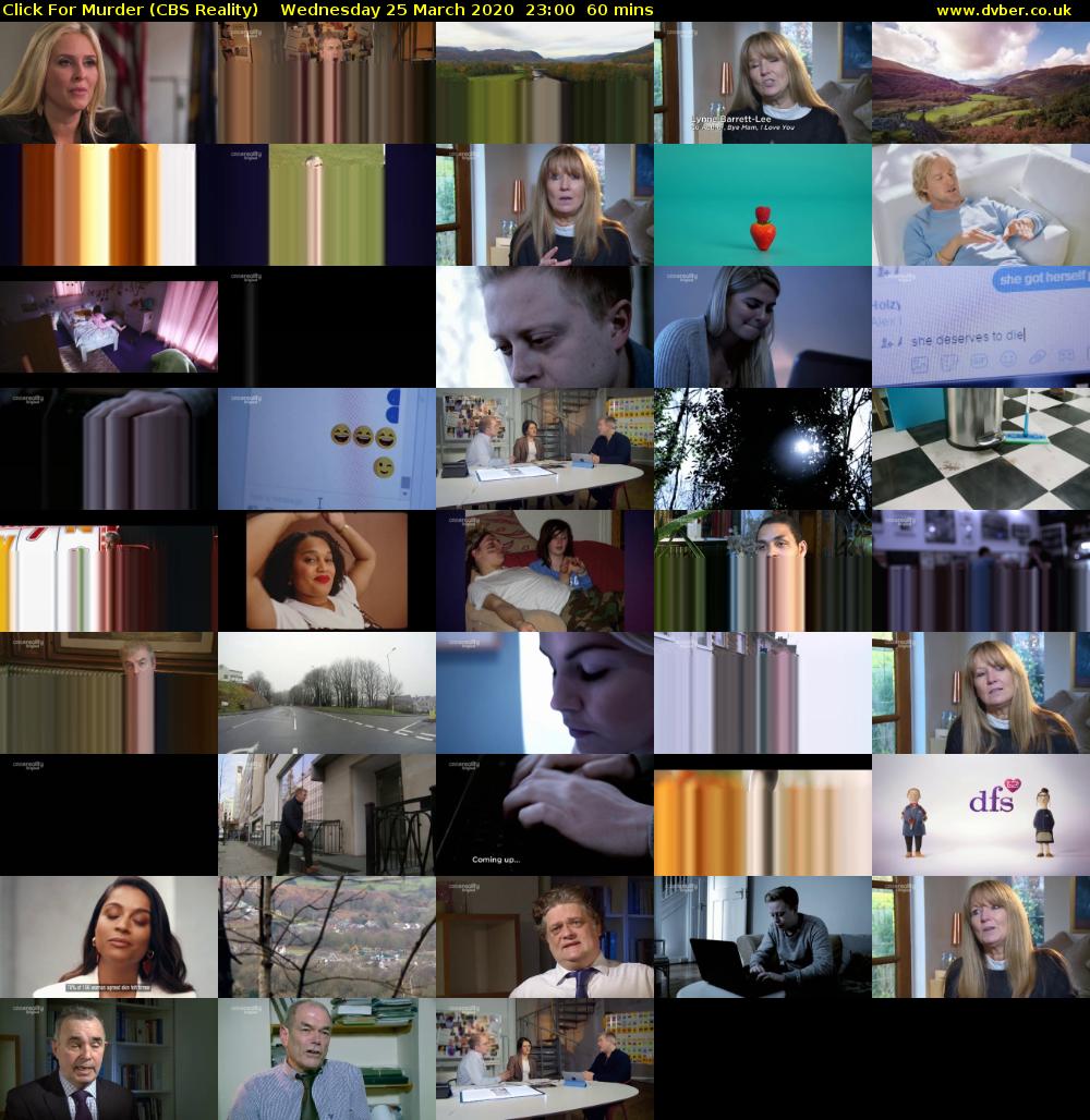 Click For Murder (CBS Reality) Wednesday 25 March 2020 23:00 - 00:00