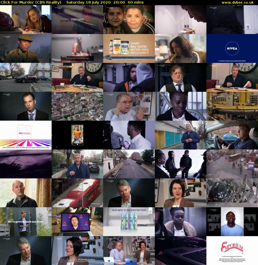 Click For Murder (CBS Reality) Saturday 18 July 2020 20:00 - 21:00