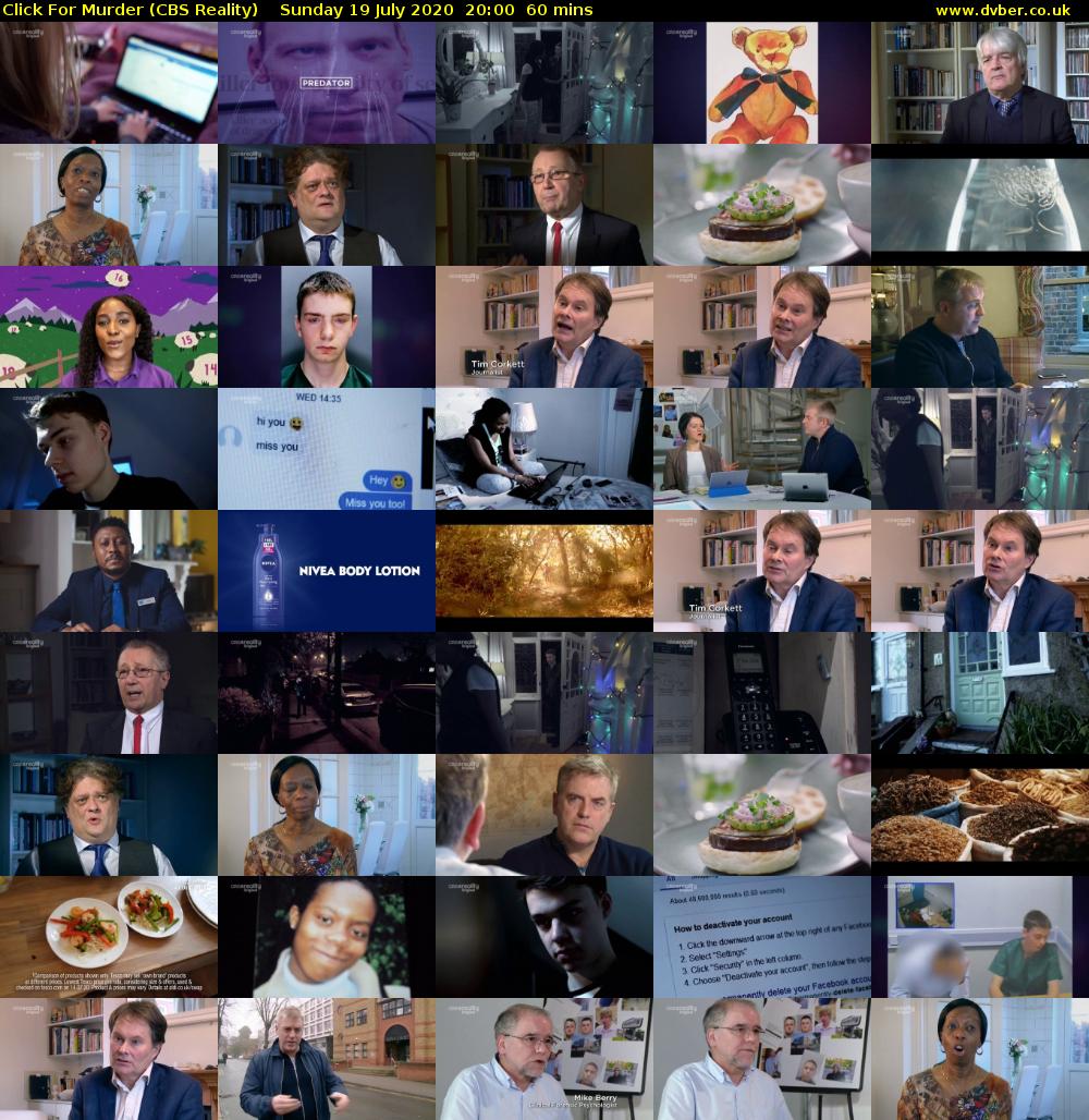 Click For Murder (CBS Reality) Sunday 19 July 2020 20:00 - 21:00