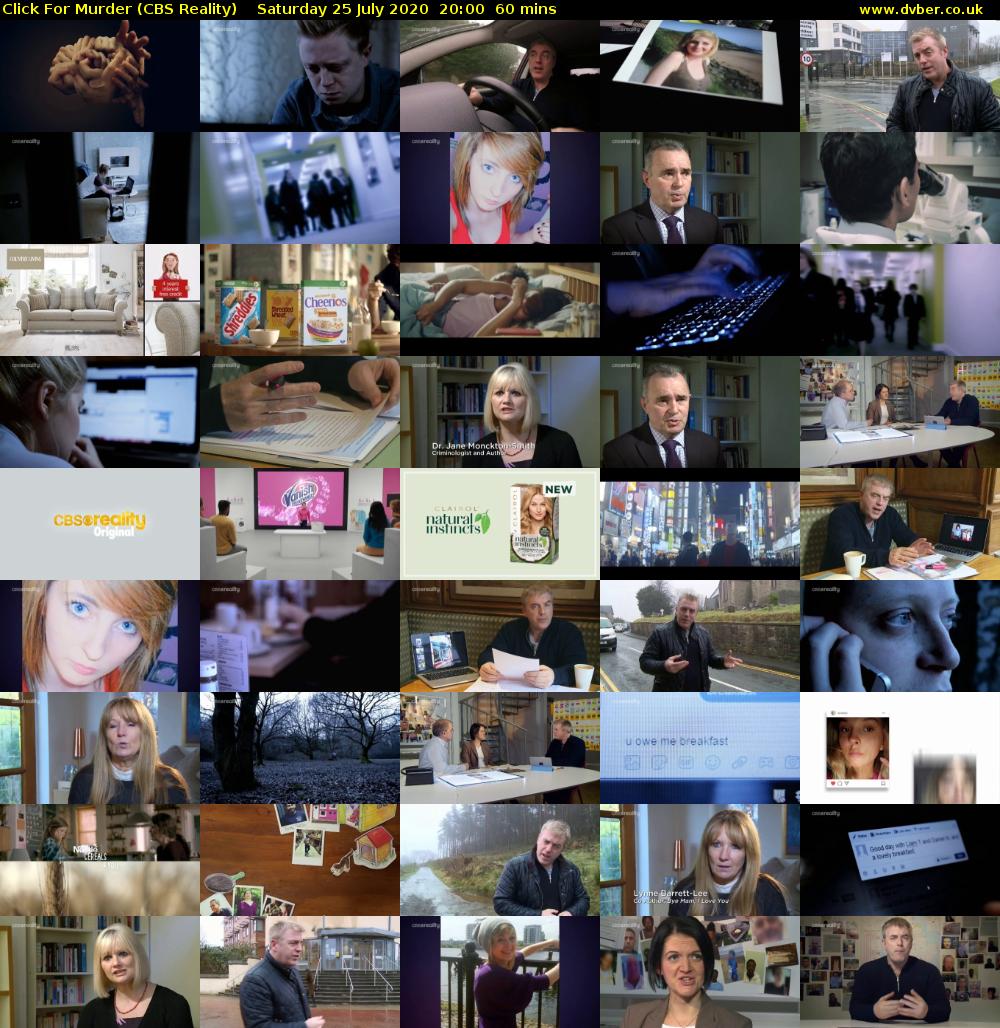 Click For Murder (CBS Reality) Saturday 25 July 2020 20:00 - 21:00