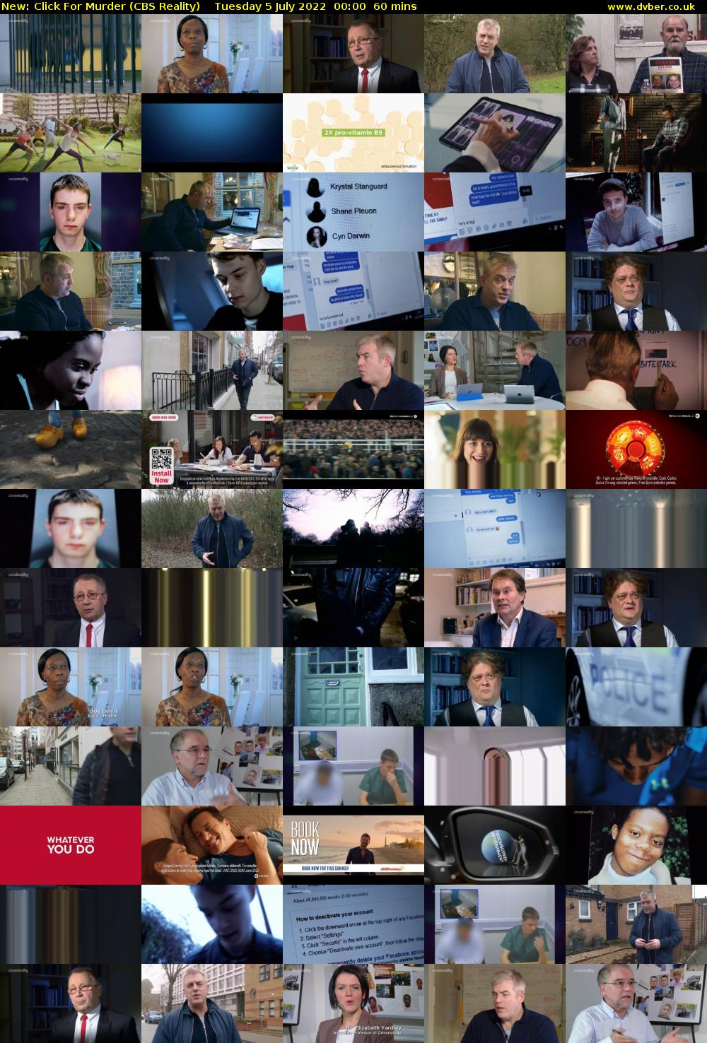 Click For Murder (CBS Reality) Tuesday 5 July 2022 00:00 - 01:00