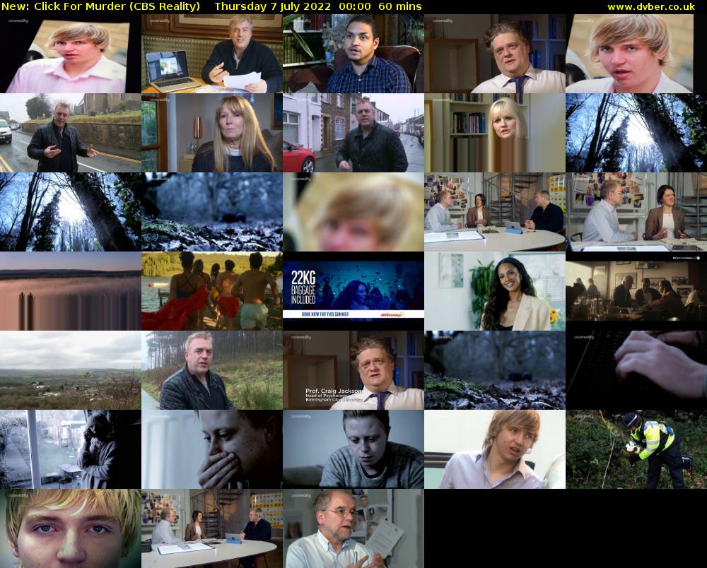 Click For Murder (CBS Reality) Thursday 7 July 2022 00:00 - 01:00