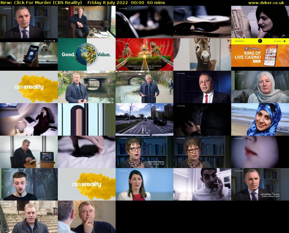 Click For Murder (CBS Reality) Friday 8 July 2022 00:00 - 01:00