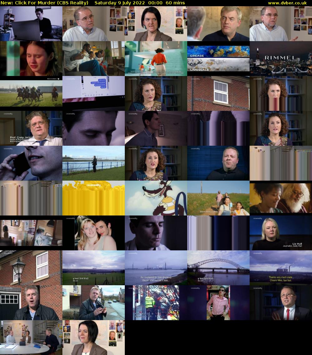 Click For Murder (CBS Reality) Saturday 9 July 2022 00:00 - 01:00