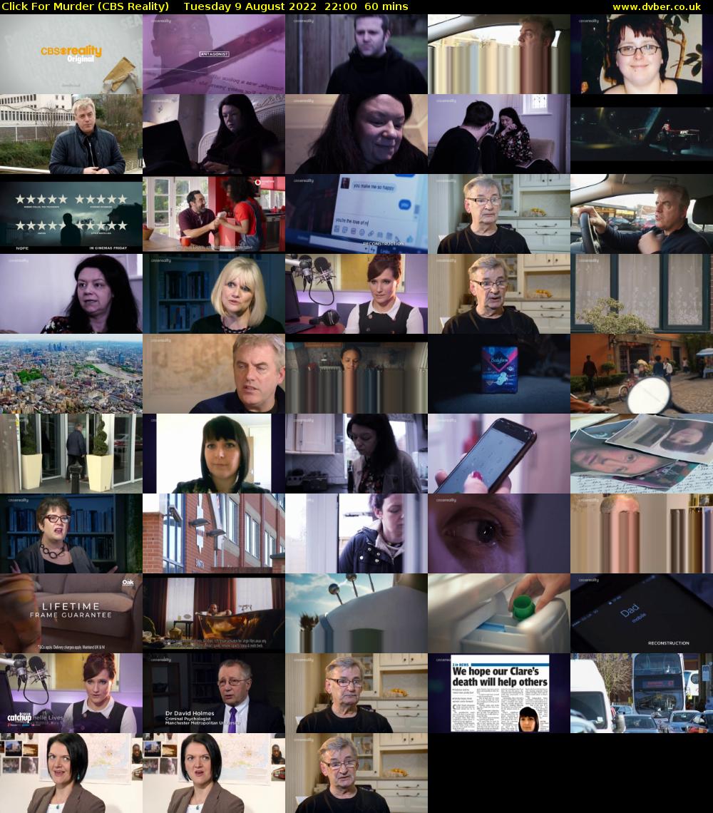 Click For Murder (CBS Reality) Tuesday 9 August 2022 22:00 - 23:00