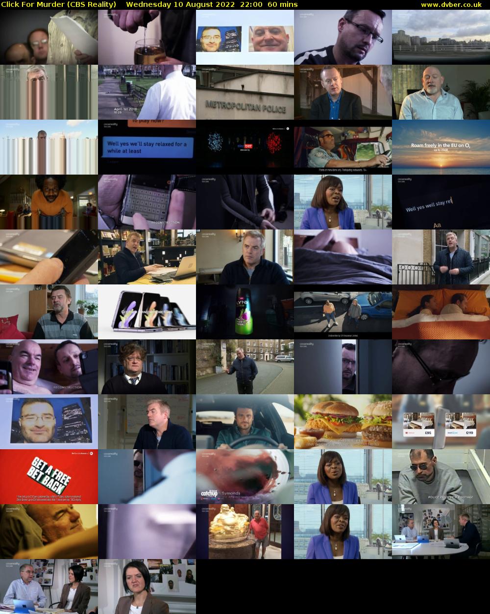 Click For Murder (CBS Reality) Wednesday 10 August 2022 22:00 - 23:00