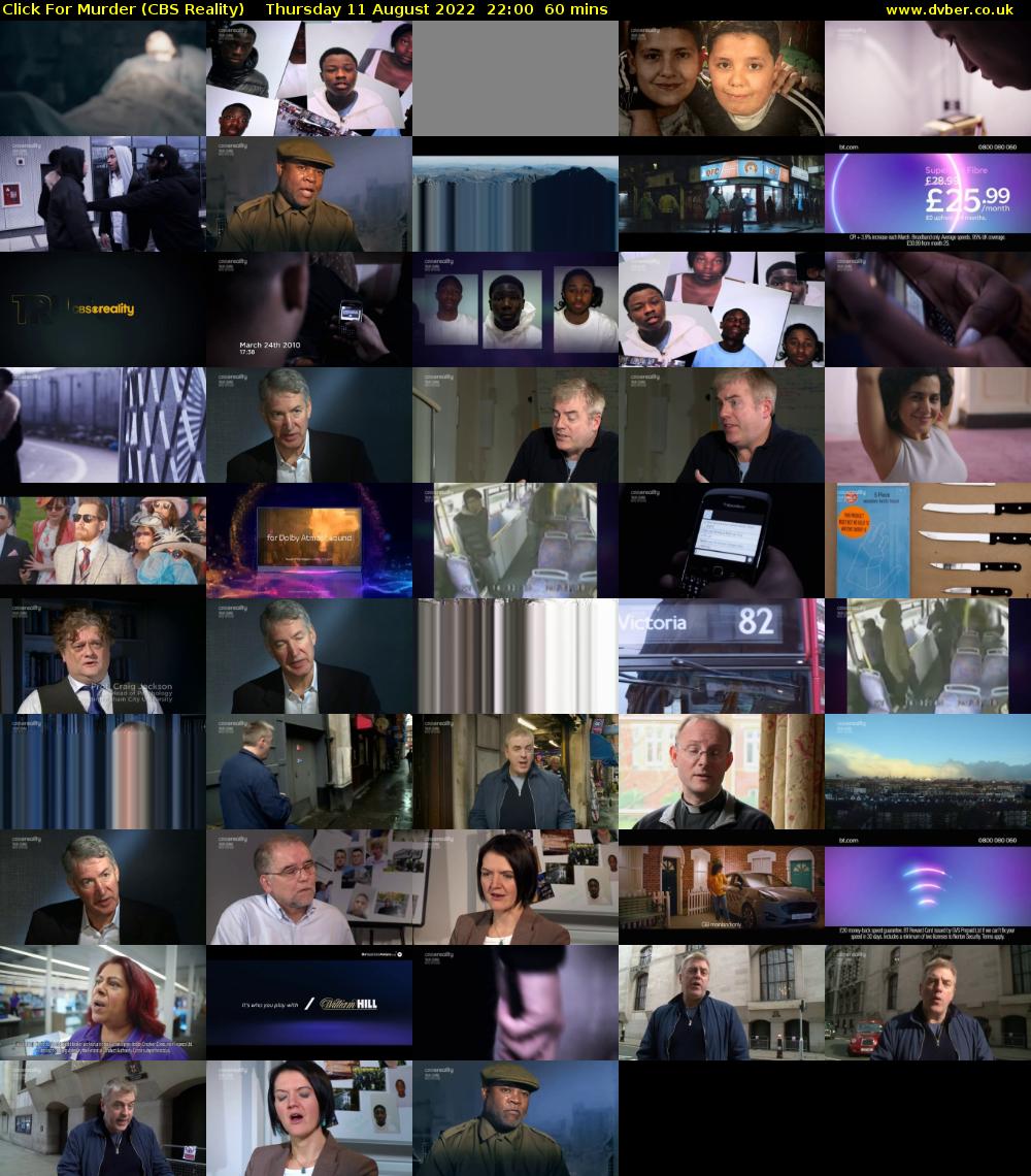 Click For Murder (CBS Reality) Thursday 11 August 2022 22:00 - 23:00