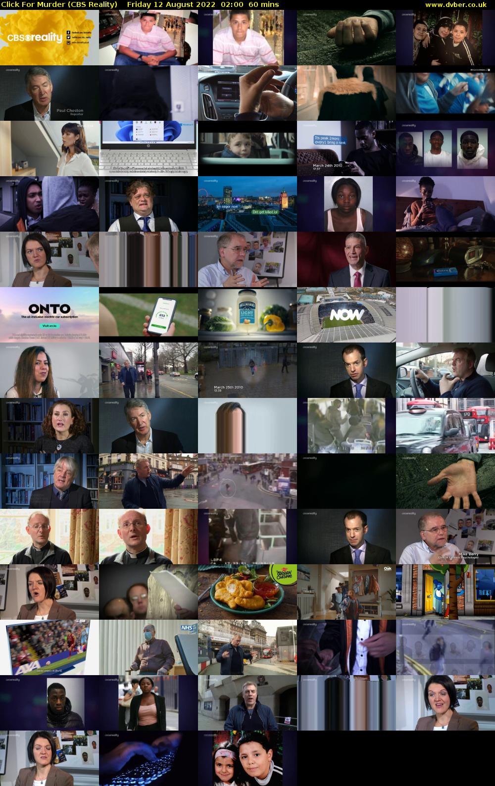 Click For Murder (CBS Reality) Friday 12 August 2022 02:00 - 03:00