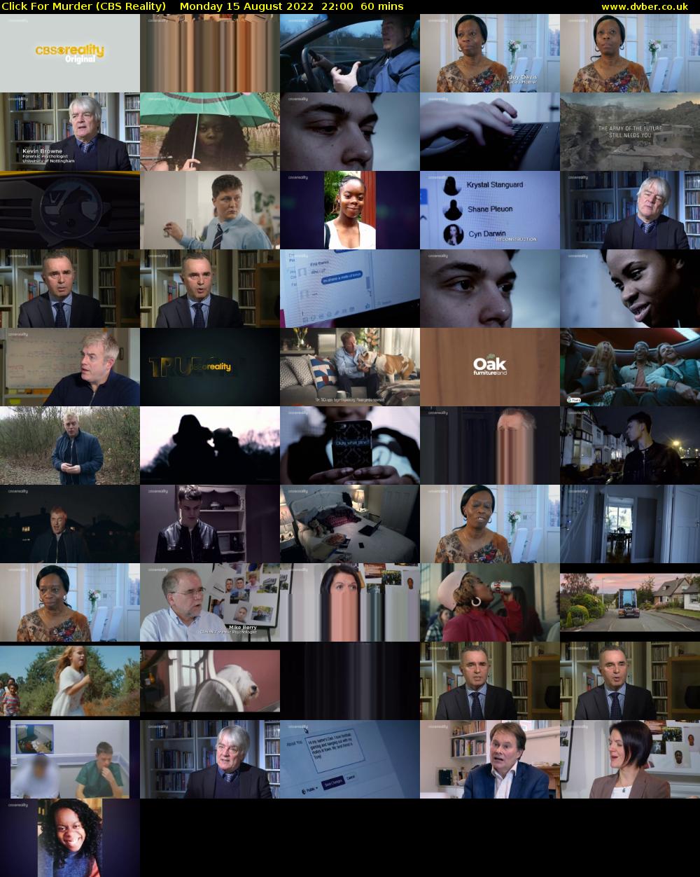 Click For Murder (CBS Reality) Monday 15 August 2022 22:00 - 23:00