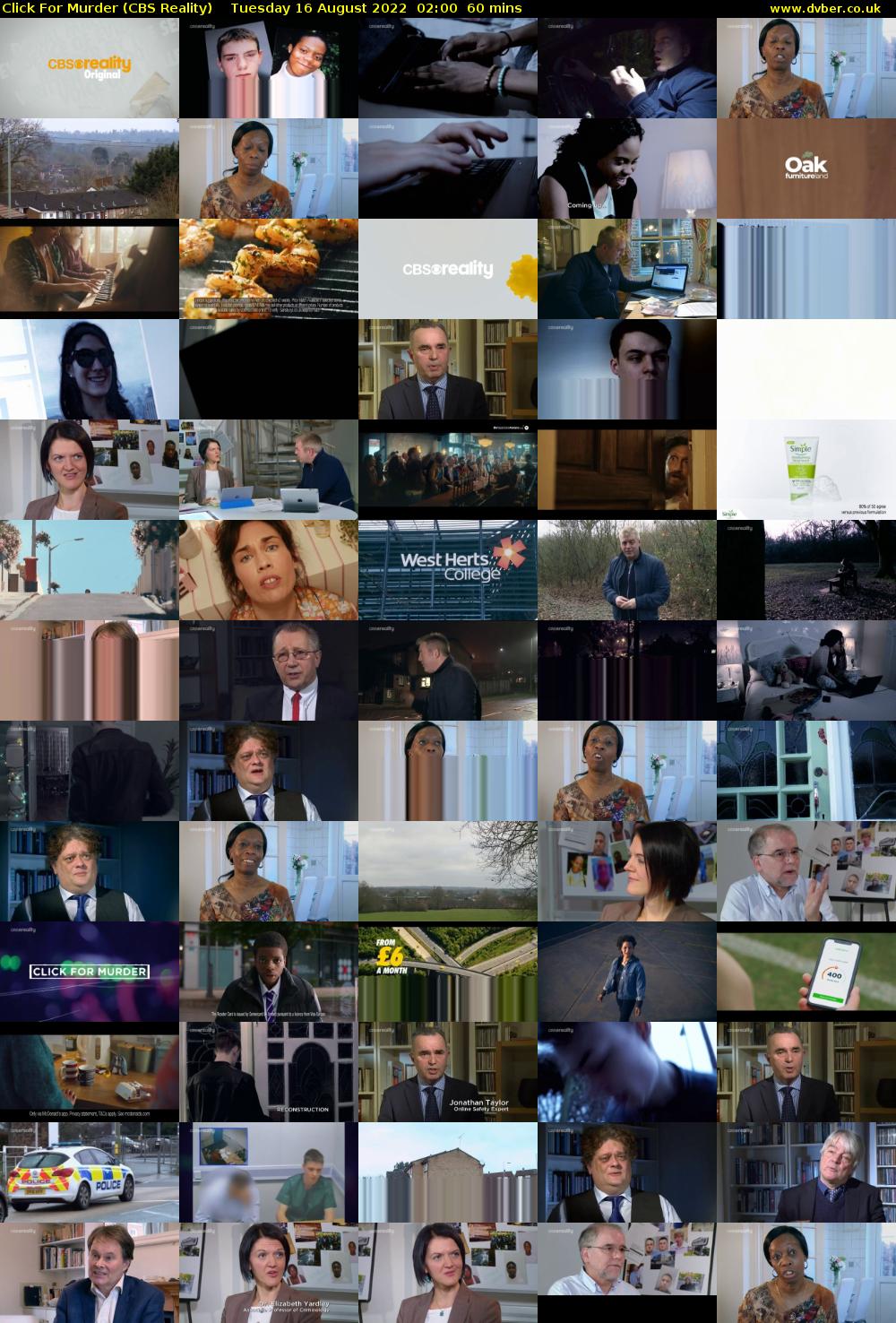 Click For Murder (CBS Reality) Tuesday 16 August 2022 02:00 - 03:00