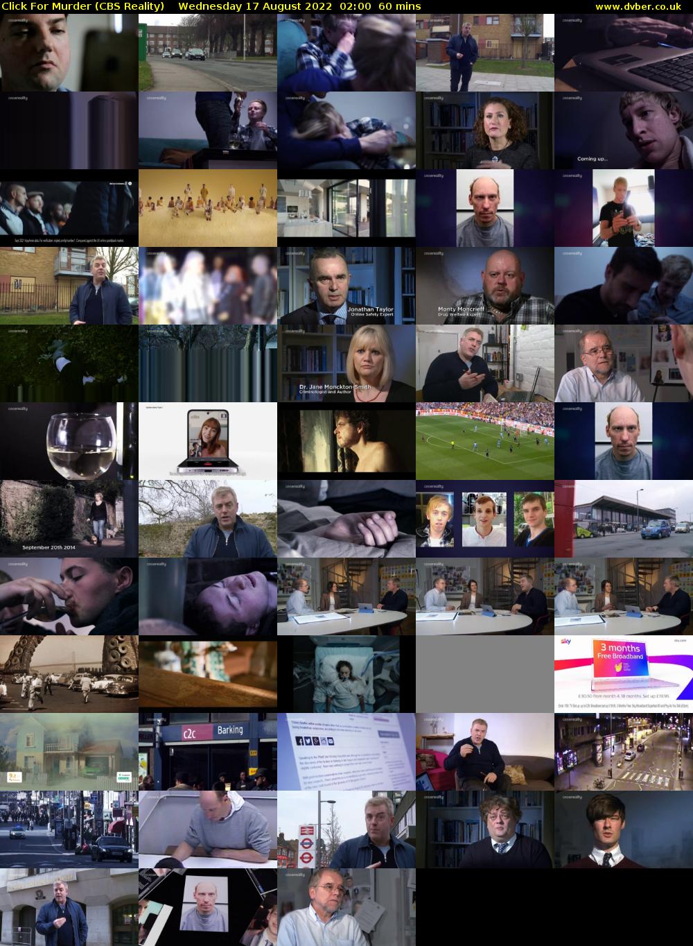 Click For Murder (CBS Reality) Wednesday 17 August 2022 02:00 - 03:00