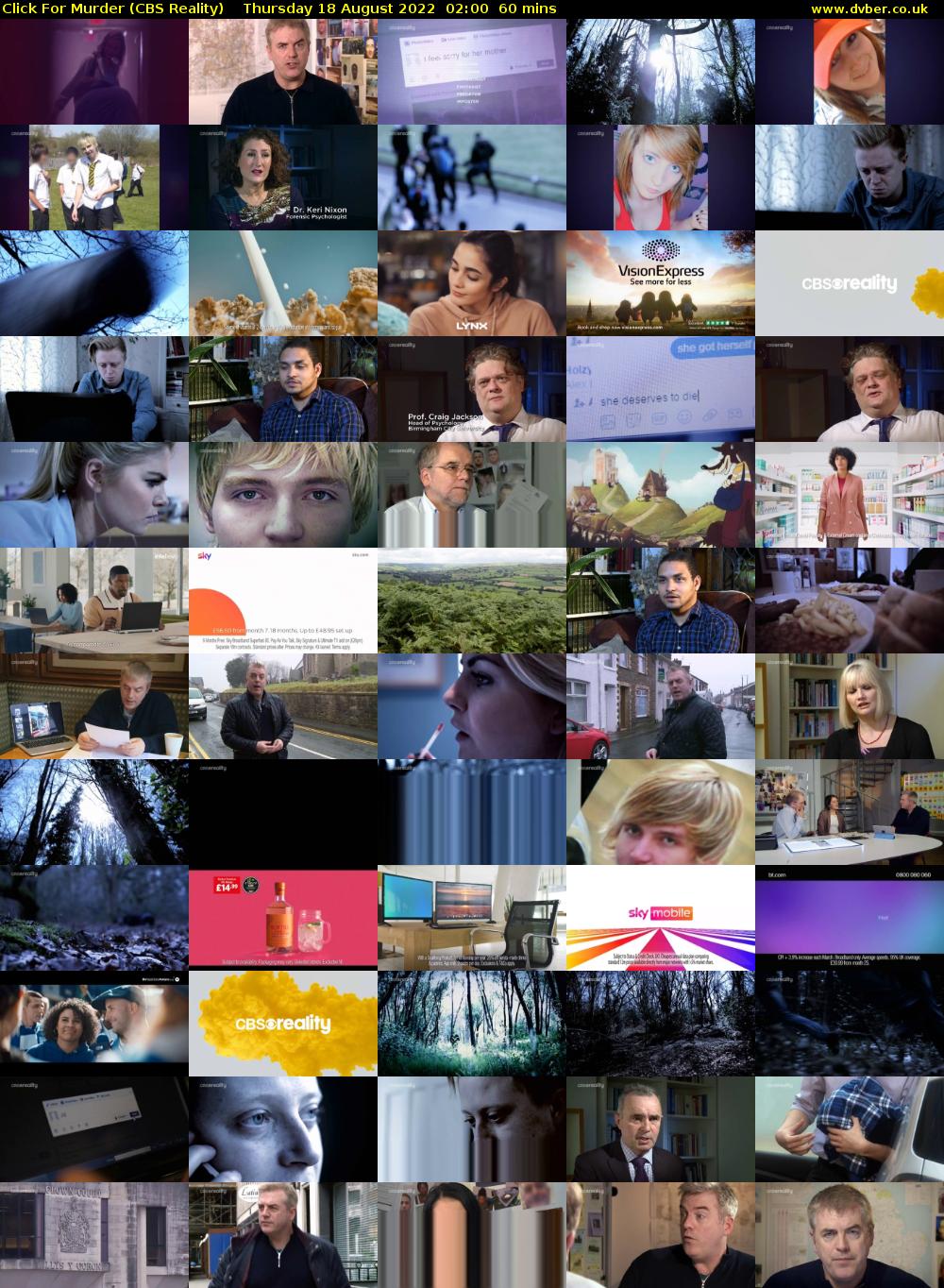 Click For Murder (CBS Reality) Thursday 18 August 2022 02:00 - 03:00