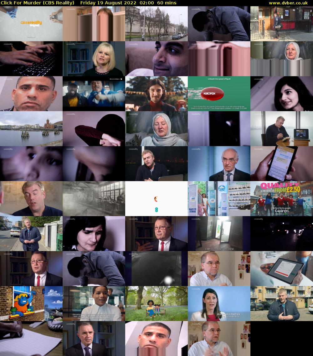Click For Murder (CBS Reality) Friday 19 August 2022 02:00 - 03:00