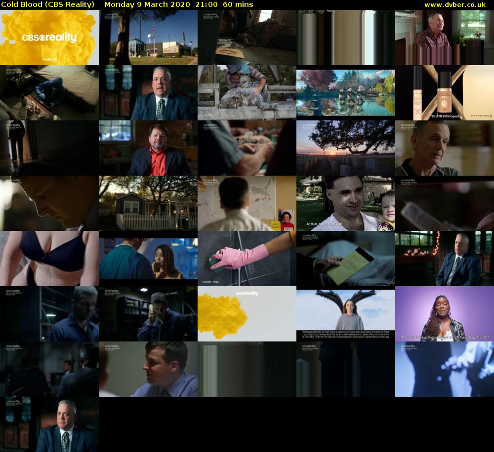 Cold Blood (CBS Reality) Monday 9 March 2020 21:00 - 22:00