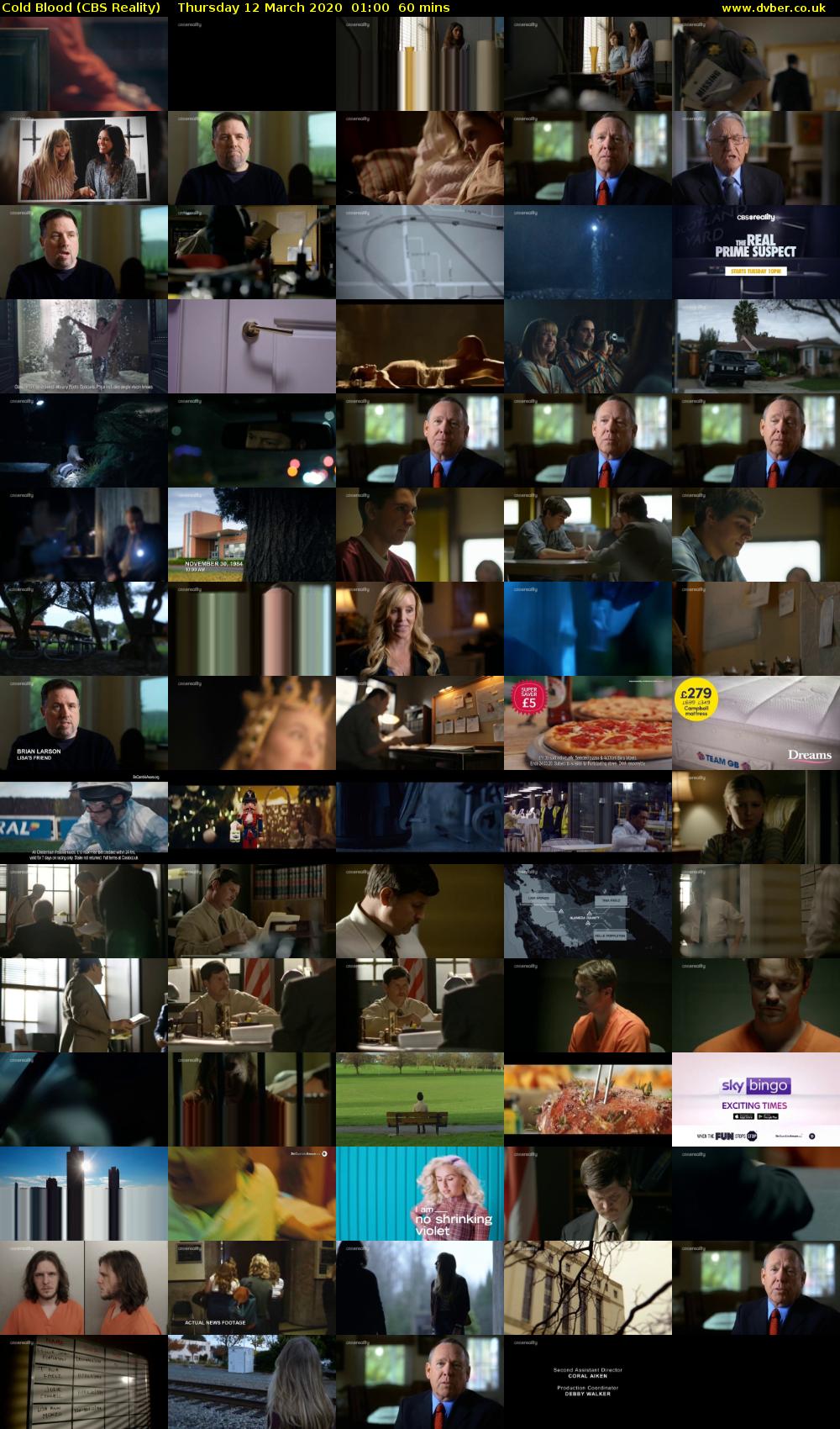 Cold Blood (CBS Reality) Thursday 12 March 2020 01:00 - 02:00