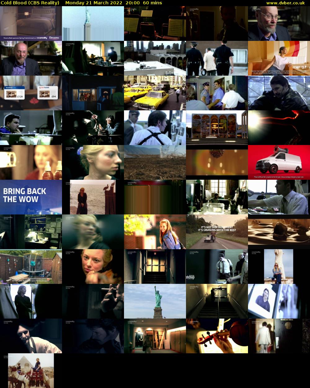 Cold Blood (CBS Reality) Monday 21 March 2022 20:00 - 21:00