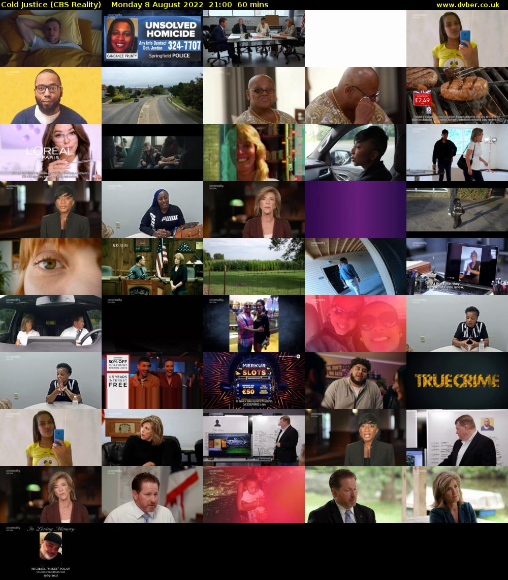 Cold Justice (CBS Reality) Monday 8 August 2022 21:00 - 22:00