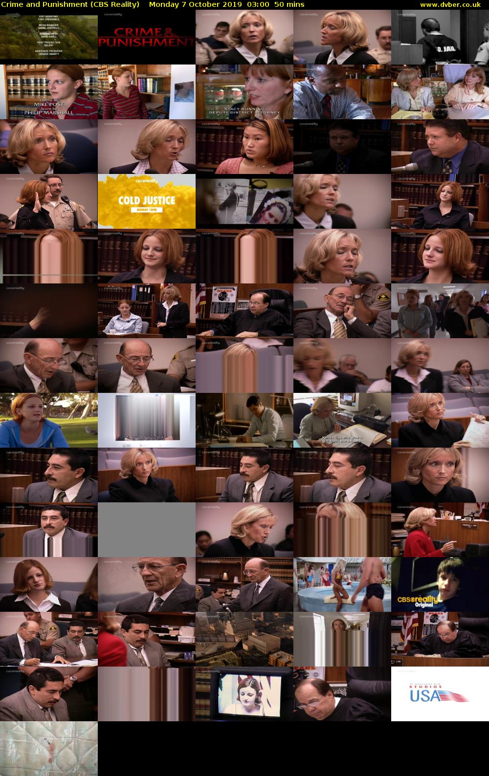 Crime and Punishment (CBS Reality) Monday 7 October 2019 03:00 - 03:50
