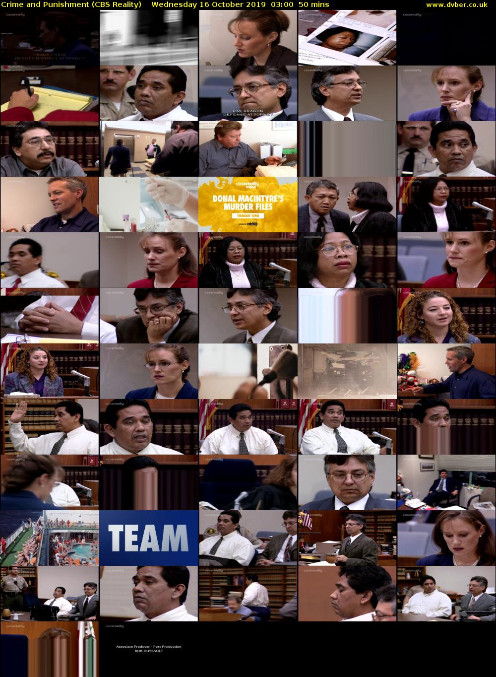 Crime and Punishment (CBS Reality) Wednesday 16 October 2019 03:00 - 03:50