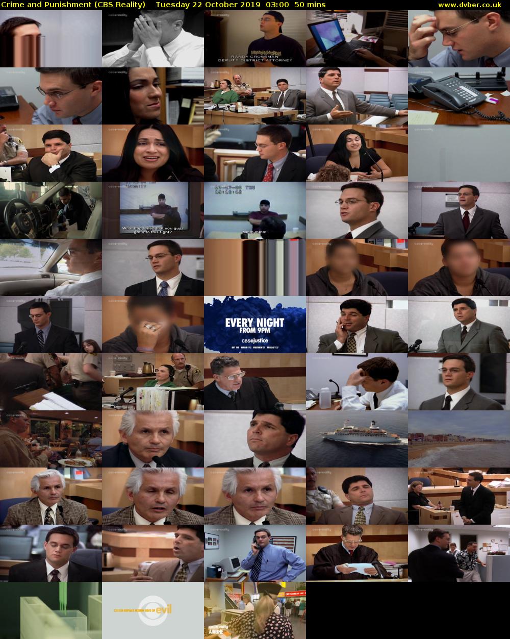 Crime and Punishment (CBS Reality) Tuesday 22 October 2019 03:00 - 03:50