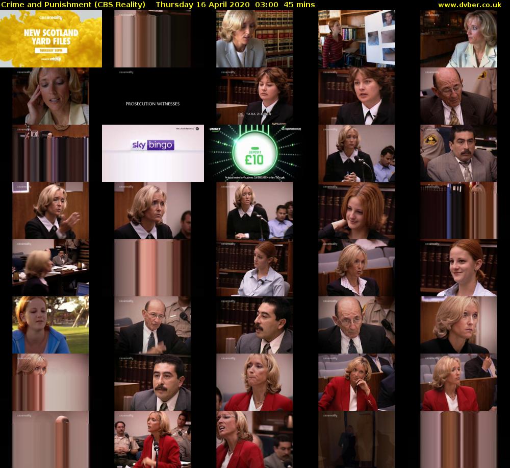 Crime and Punishment (CBS Reality) Thursday 16 April 2020 03:00 - 03:45