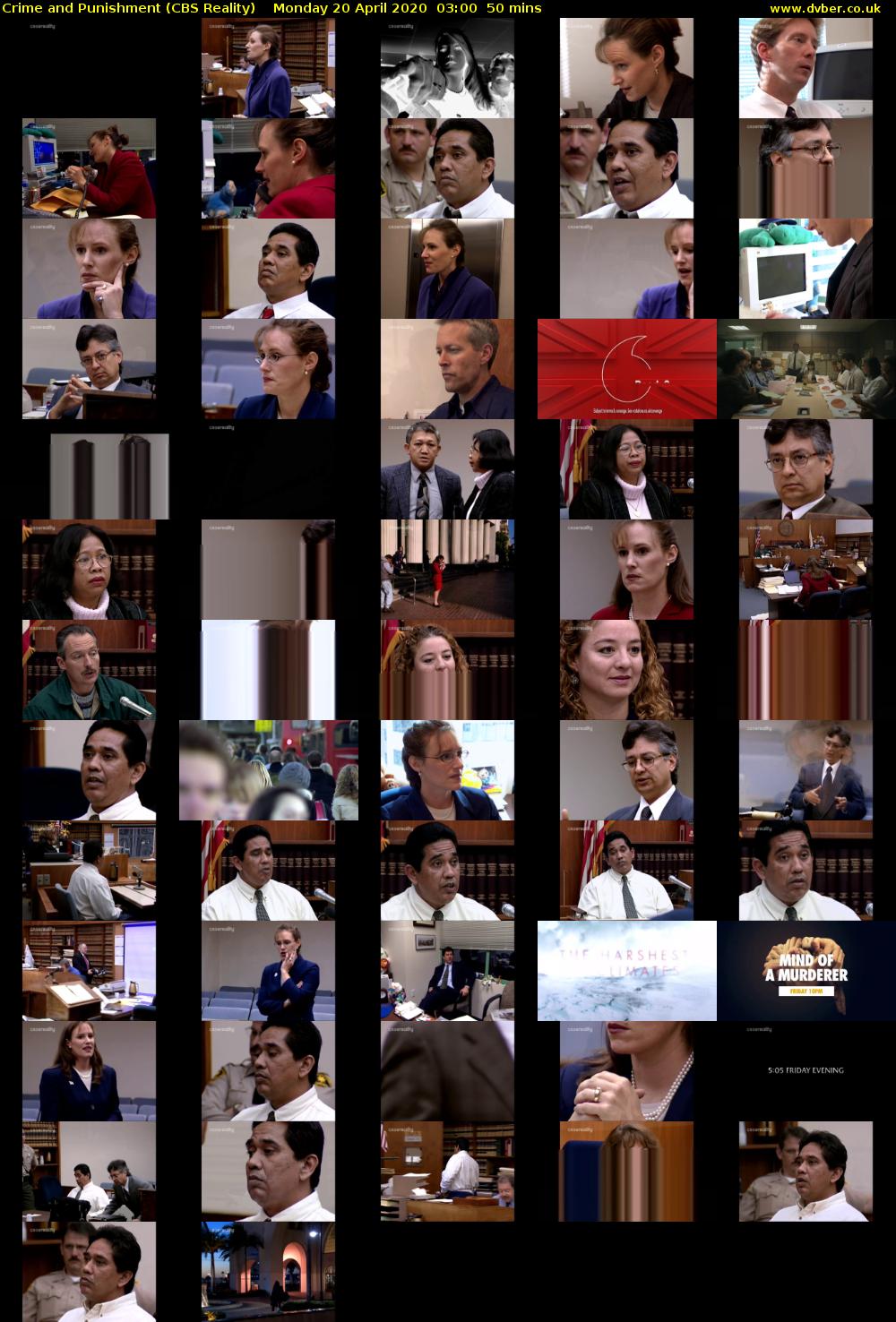Crime and Punishment (CBS Reality) Monday 20 April 2020 03:00 - 03:50