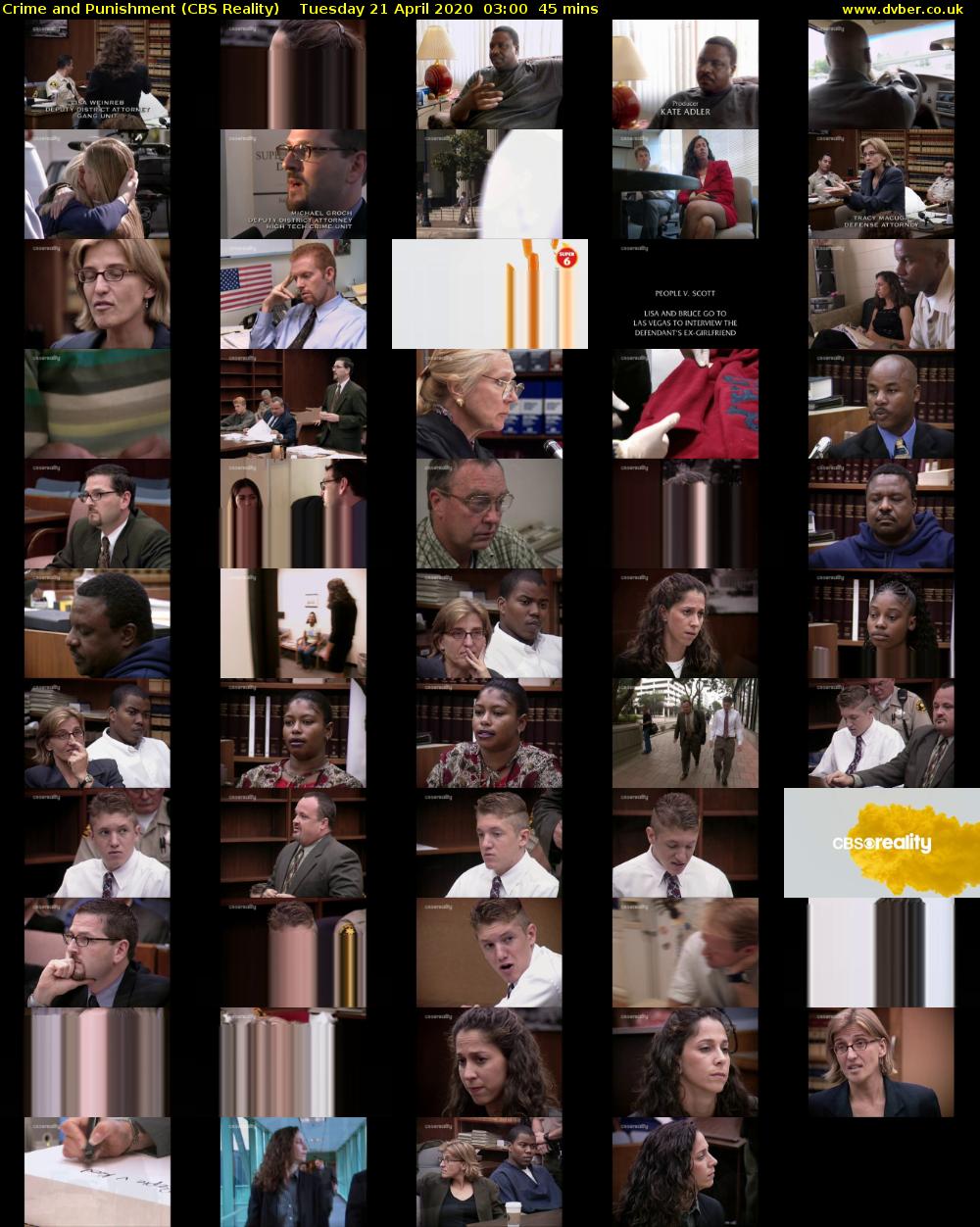 Crime and Punishment (CBS Reality) Tuesday 21 April 2020 03:00 - 03:45