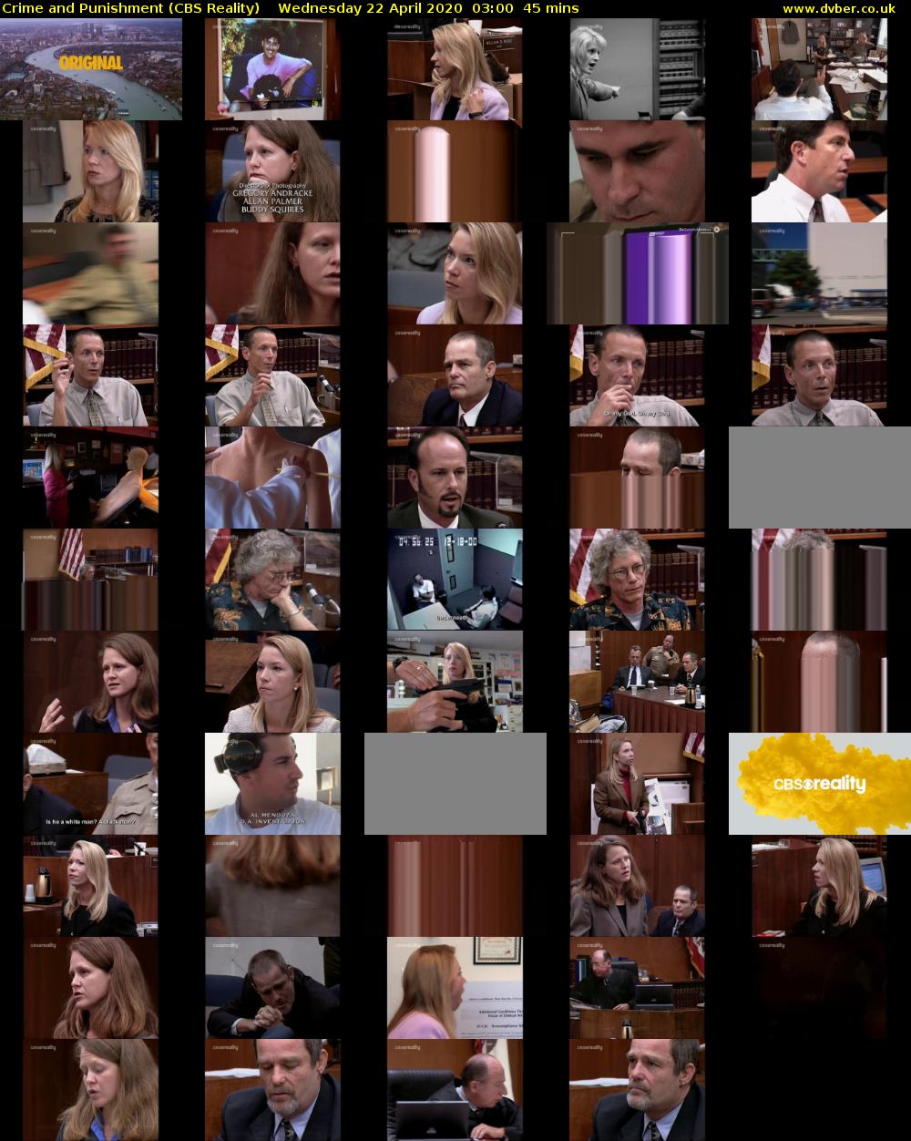 Crime and Punishment (CBS Reality) Wednesday 22 April 2020 03:00 - 03:45