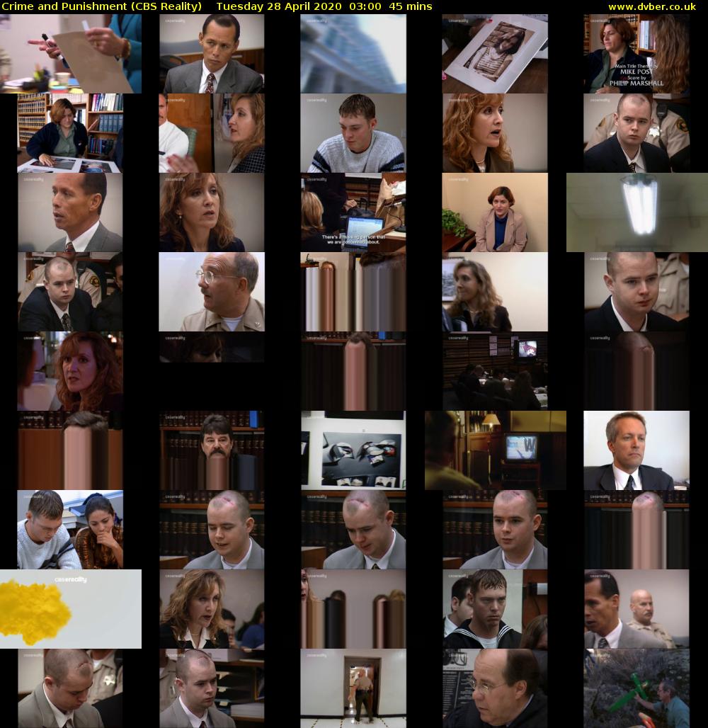 Crime and Punishment (CBS Reality) Tuesday 28 April 2020 03:00 - 03:45