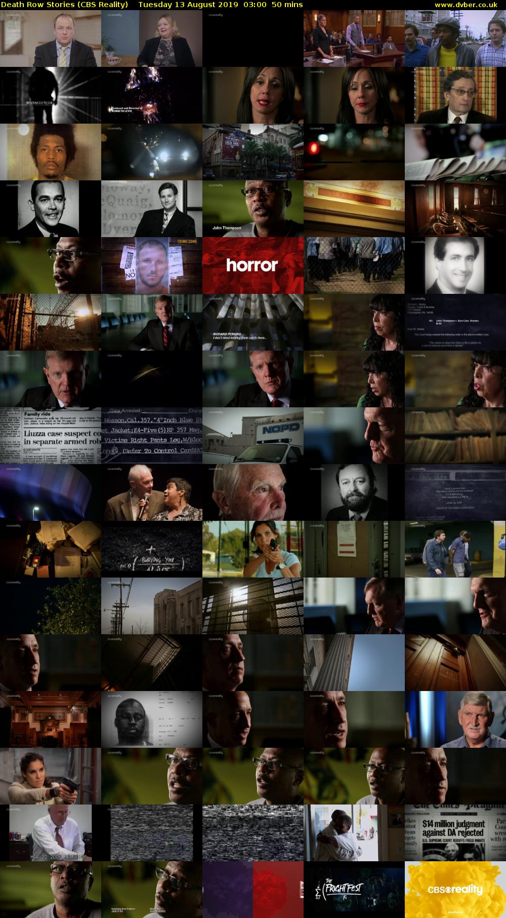 Death Row Stories (CBS Reality) Tuesday 13 August 2019 03:00 - 03:50