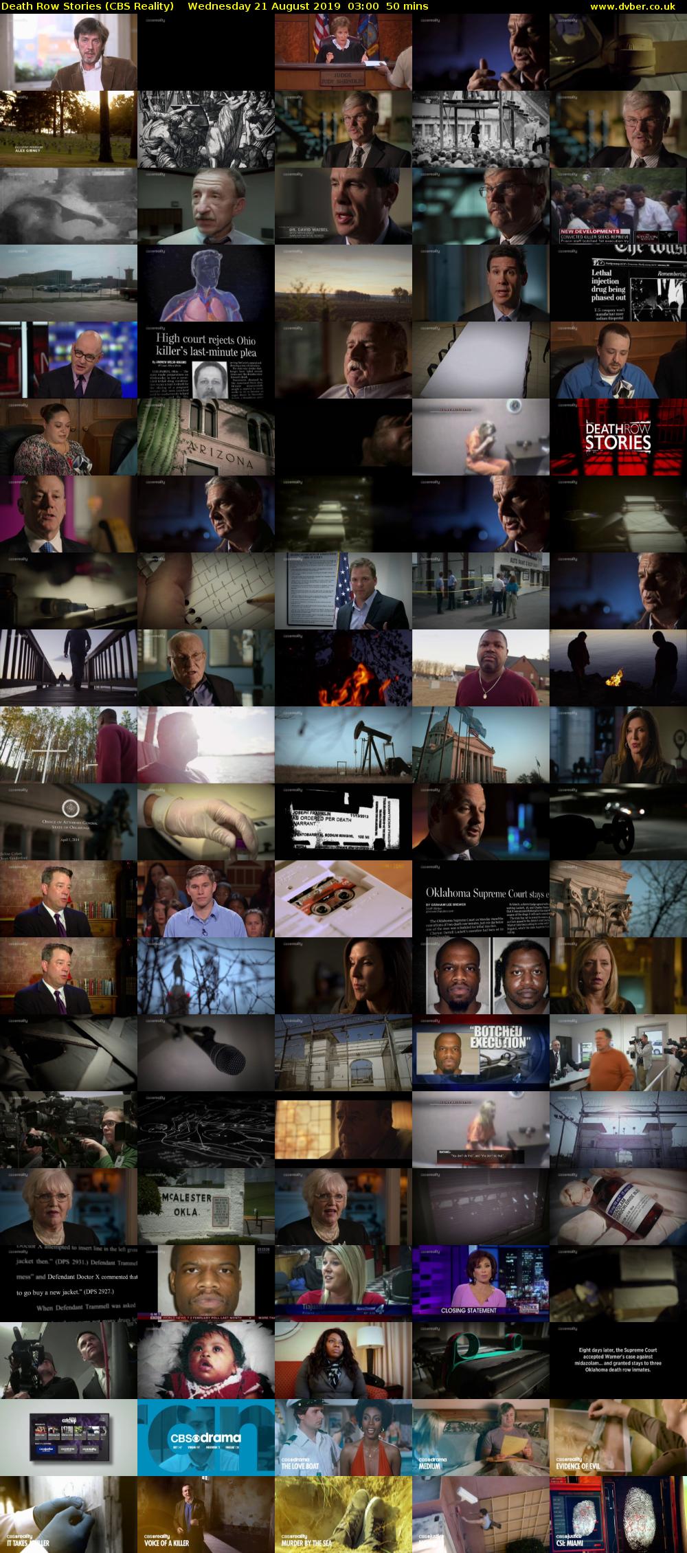 Death Row Stories (CBS Reality) Wednesday 21 August 2019 03:00 - 03:50
