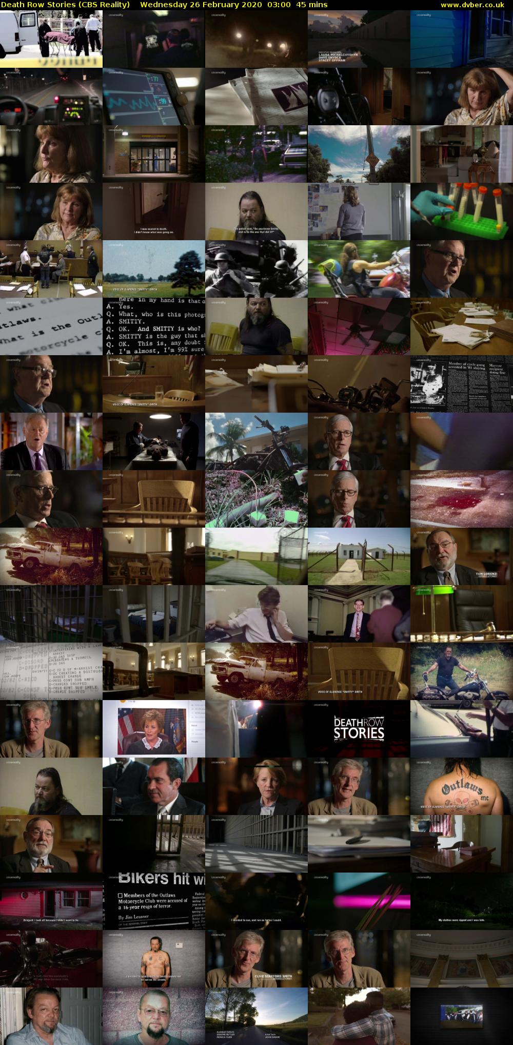 Death Row Stories (CBS Reality) Wednesday 26 February 2020 03:00 - 03:45
