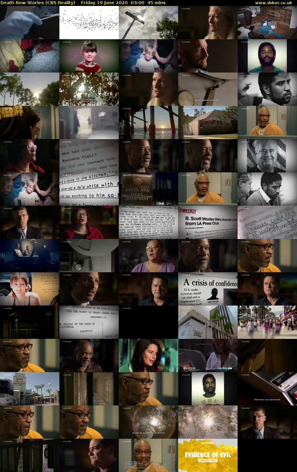 Death Row Stories (CBS Reality) Friday 19 June 2020 03:00 - 03:45