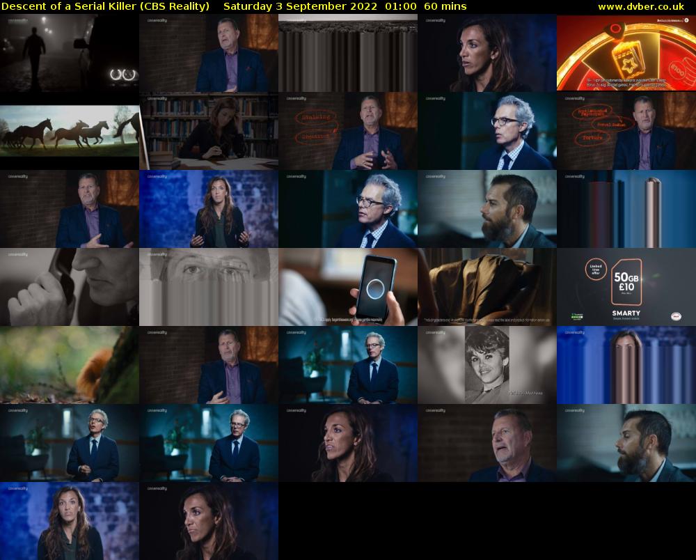 Descent of a Serial Killer (CBS Reality) Saturday 3 September 2022 01:00 - 02:00