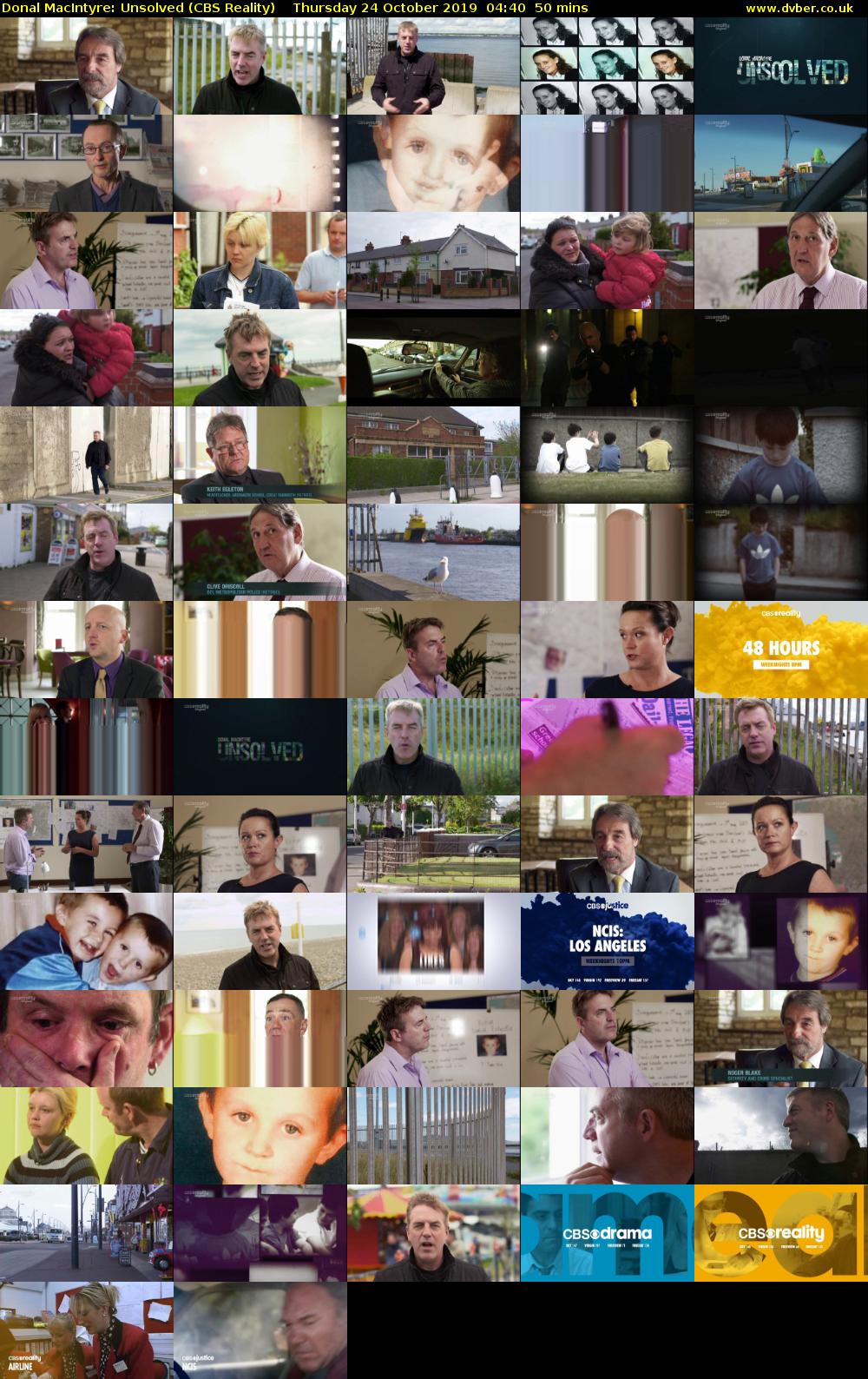 Donal MacIntyre: Unsolved (CBS Reality) Thursday 24 October 2019 04:40 - 05:30