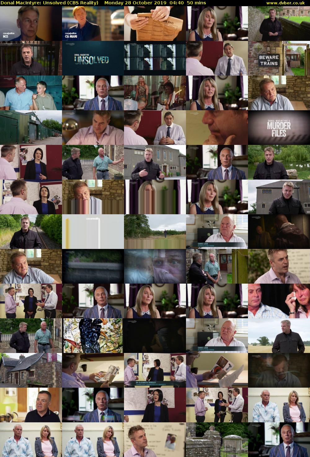 Donal MacIntyre: Unsolved (CBS Reality) Monday 28 October 2019 04:40 - 05:30