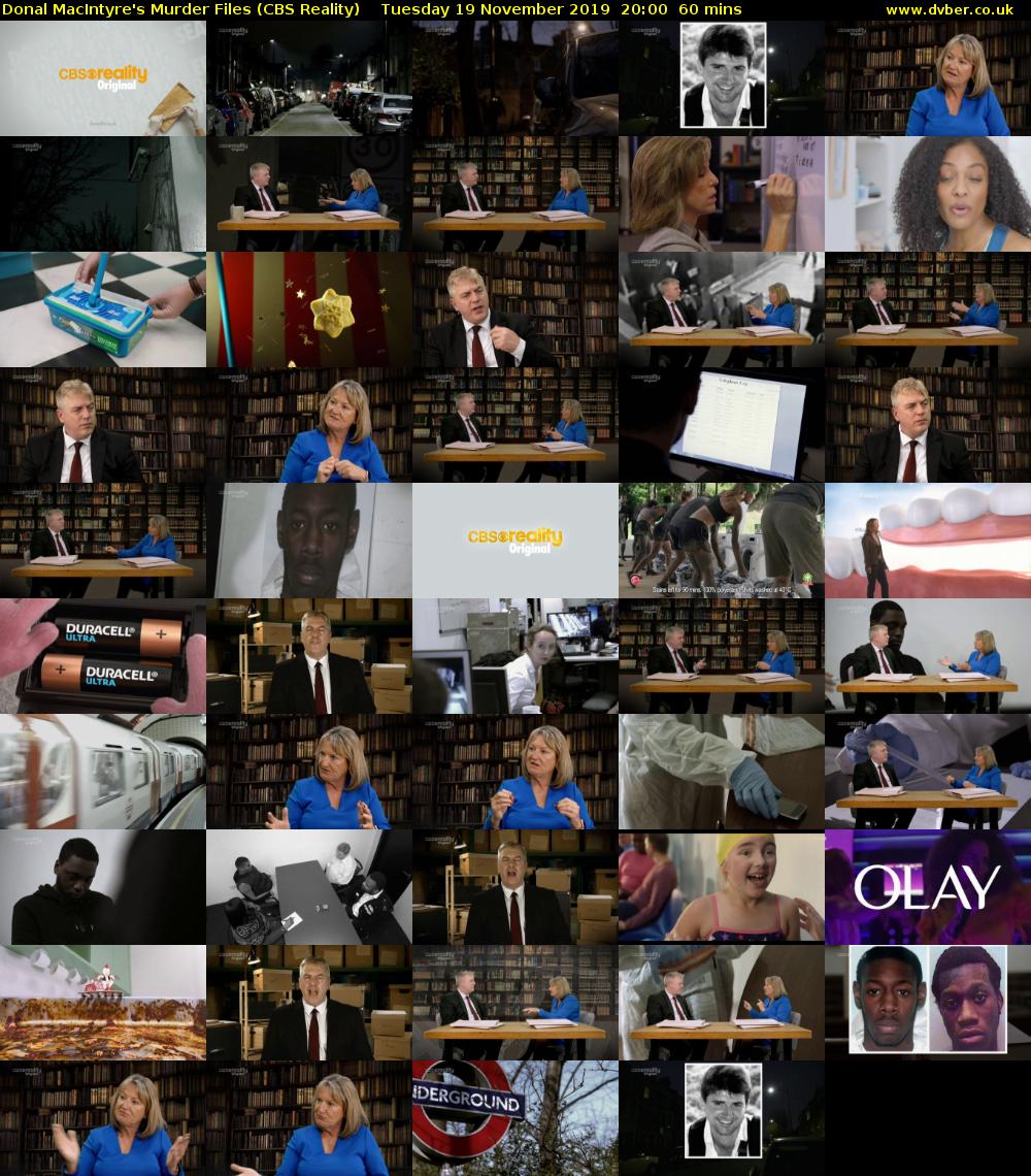 Donal MacIntyre's Murder Files (CBS Reality) Tuesday 19 November 2019 20:00 - 21:00