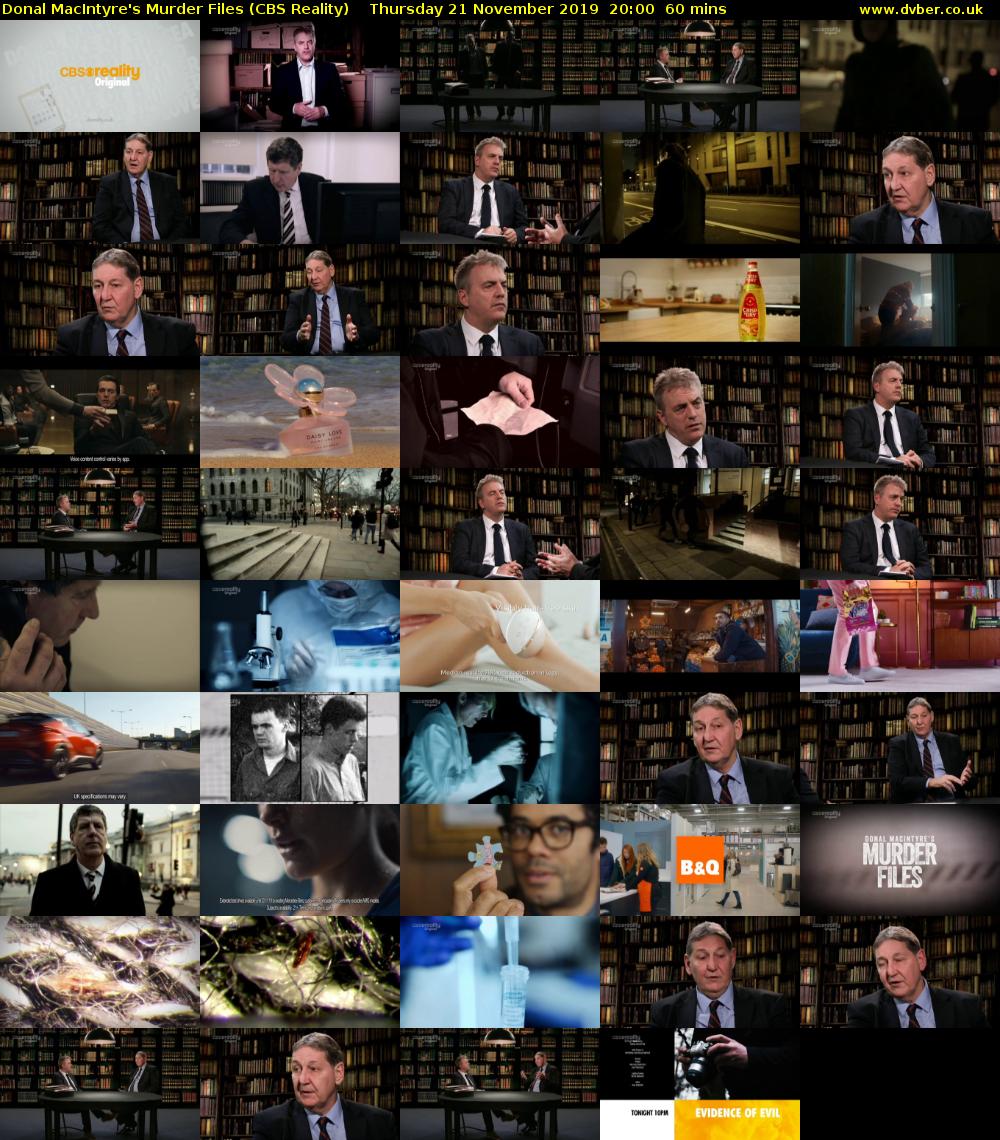 Donal MacIntyre's Murder Files (CBS Reality) Thursday 21 November 2019 20:00 - 21:00